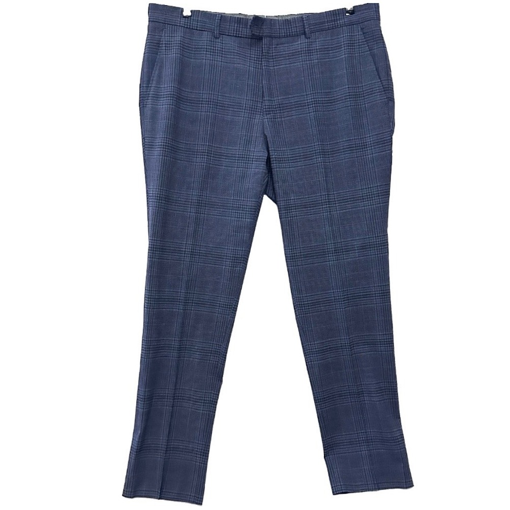 Todd Snyder Mens 38x32 Sutton Glen Plaid Wool Blend Dress Pants Blue Trousers